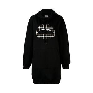 Markus Lupfer Lucie Plaid Lip Hoodie Dress Tunic Euro Black Oversized Size XS